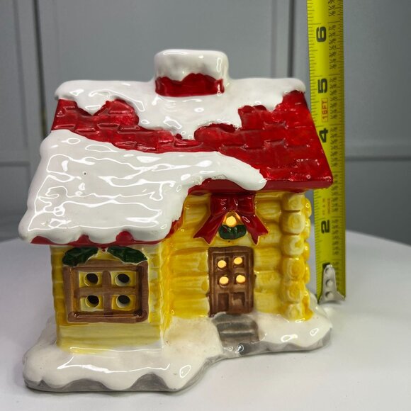 Small Log Cabin Christmas Village Lighted Building (No Box) - Picture 6 of 12